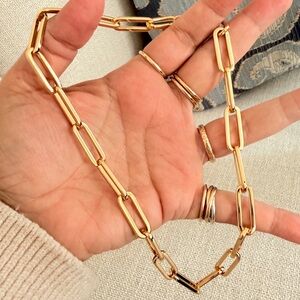 Classic Gold Paperclip Link Necklace - Women's Jewelry